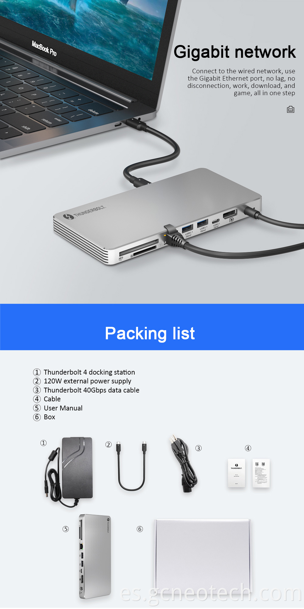 Thunderbolt 4 Docking Station 40Gbps High Speed Transfer